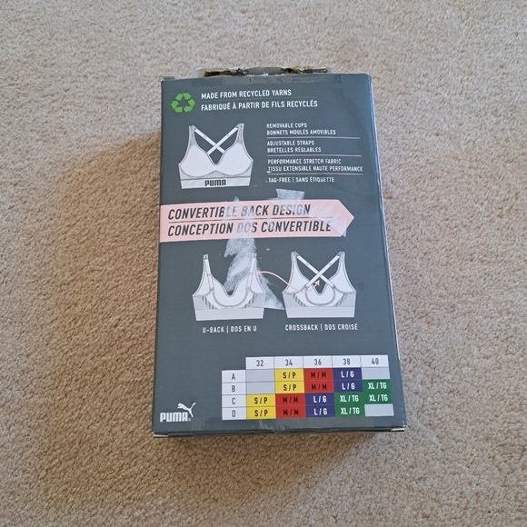 New! Puma 2 pack Seamless Sports Bras Medium Grey Black Convertible NWT - Picture 2 of 12
